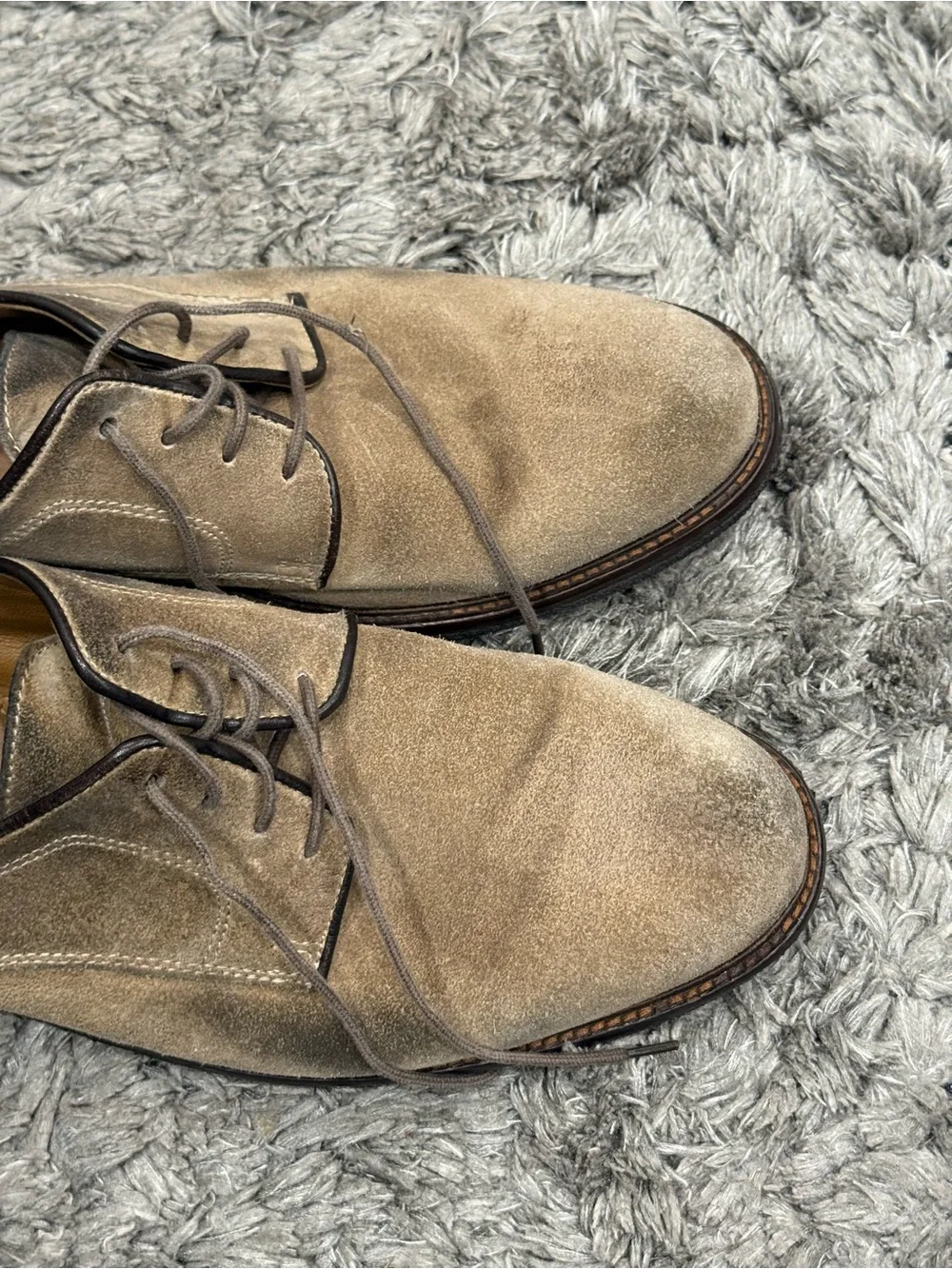 Johnston & Murphy Suade Tan Oxfords Plain Toe Memory Foam Men's Shoes